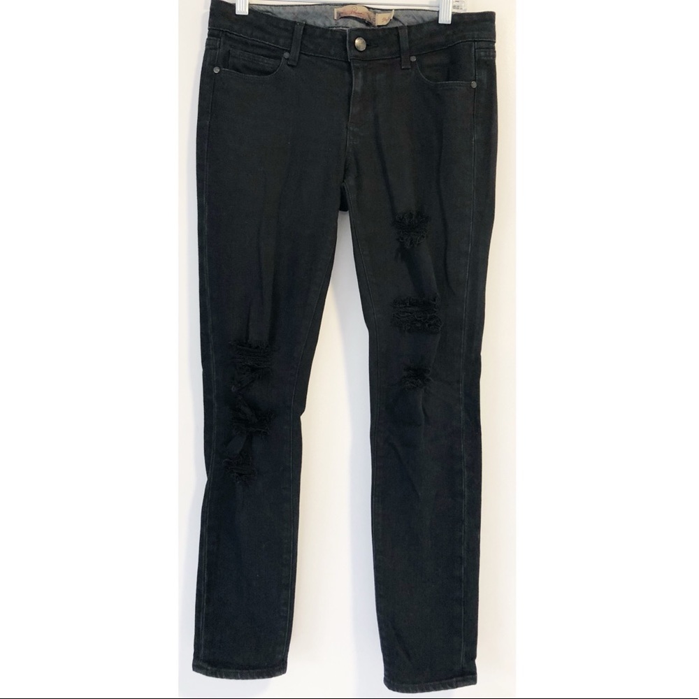 Paige Skyline Destroyed Black Skinny Jean